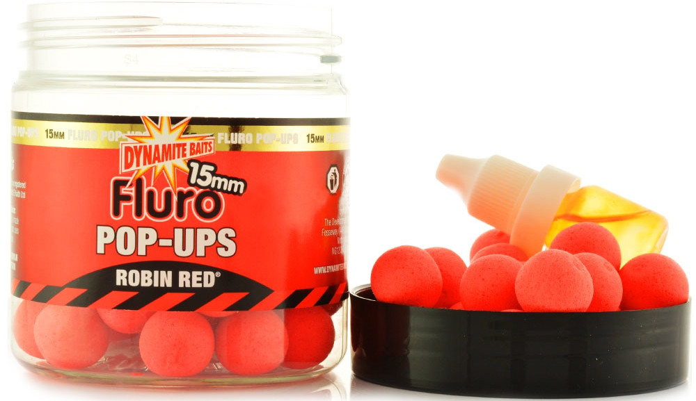 Бойлы Dynamite Baits Fluro Pop-Ups & Dumbells Robin Red 15mm
