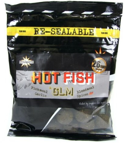 Бойлы Dynamite Baits Hot Fish & GLM 26mm Boilie 350g