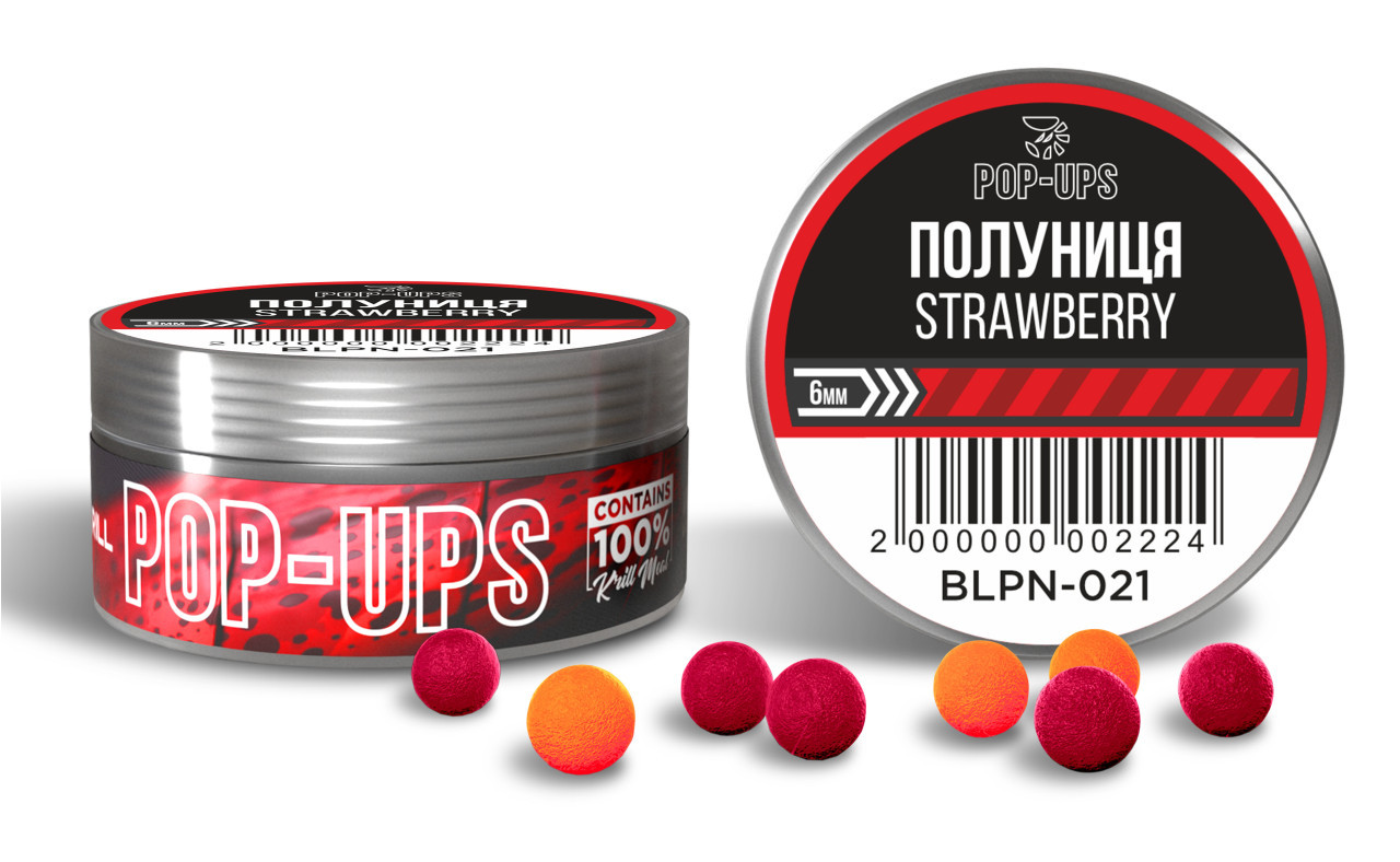 Бойлы INTERKRILL Pop-up 6mm Клубника/Strawberry 15g