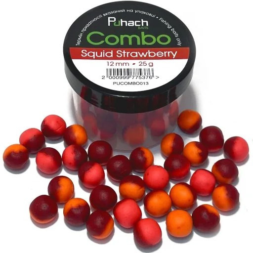 Бойли Puhach Baits Combo 12mm - Squid Strawberry