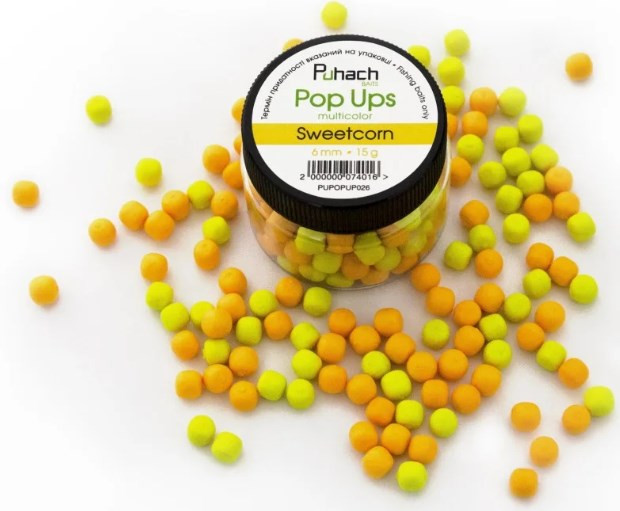 Бойли Puhach Baits Pop Ups 6mm Multicolor - Sweetcorn