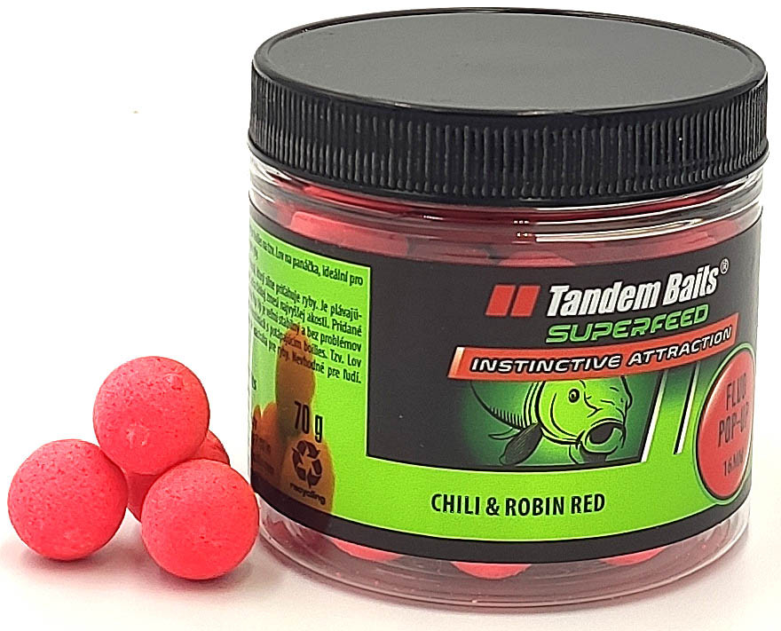 Бойлы Tandem Baits Fluo Pop-Up 16mm 70g Chili & Robin Red (Специи Робин Ред)