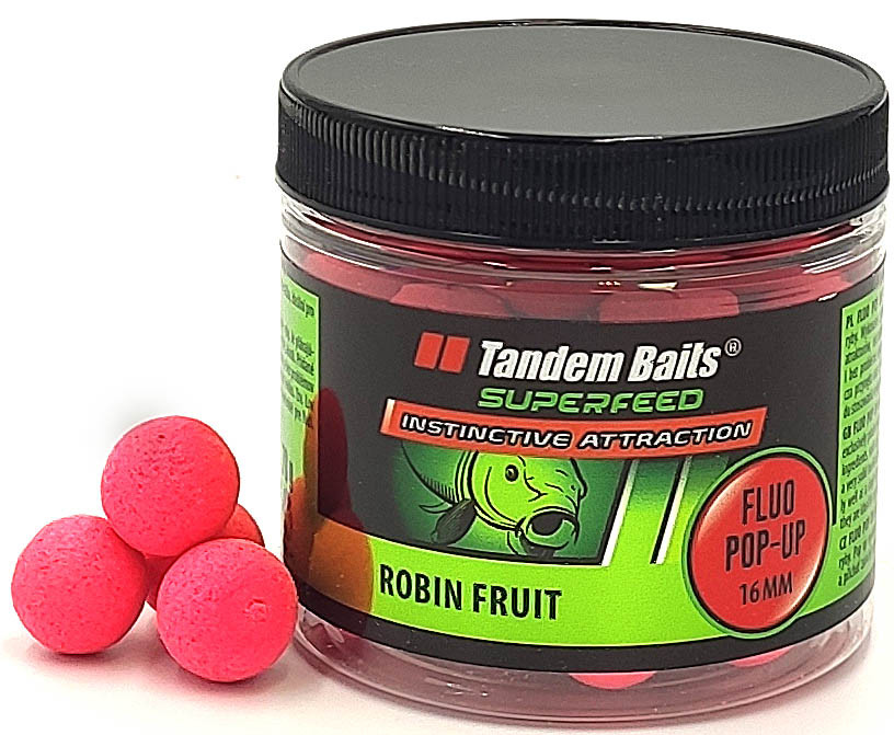 Бойли Tandem Baits Fluo Pop-Up 16mm Robin Fruit (Фрукти Робін Ред)