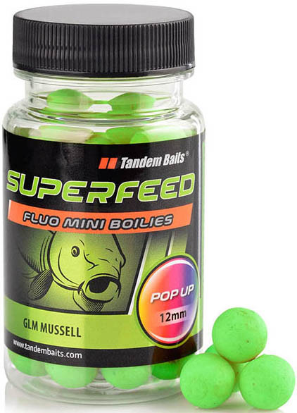 Бойлы Tandem Baits SF Fluo Mini Pop-Up Boilies 12mm 35g GLM Mussell