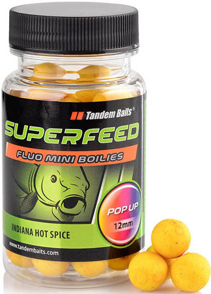 Бойли Tandem Baits SF Fluo Mini Pop-Up Boilies 12mm 35g Indiana Hot Spice