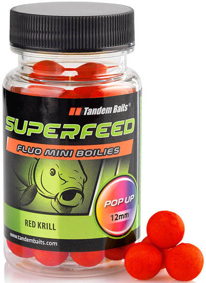 Бойли Tandem Baits SF Fluo Mini Pop-Up Boilies 12mm 35g Red Krill