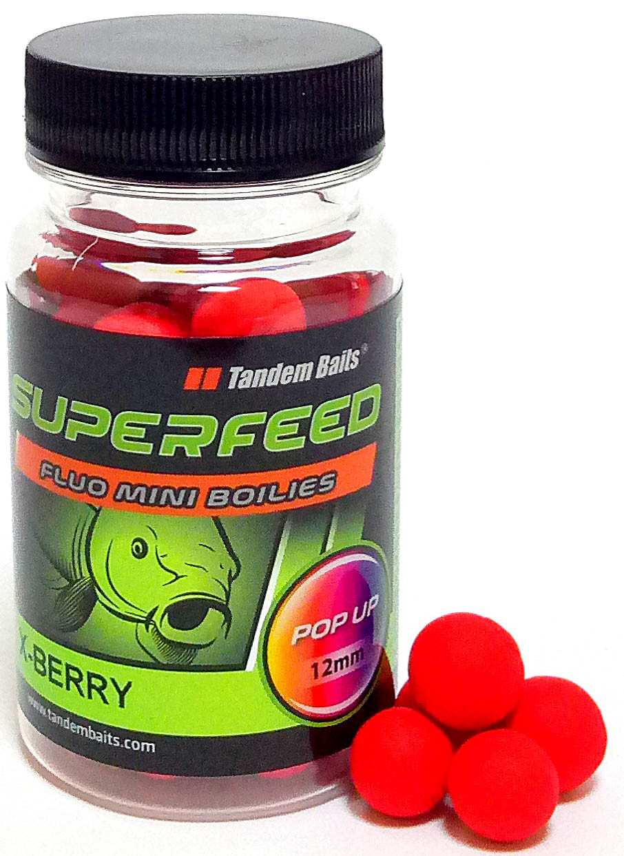 Бойлы Tandem Baits SF Fluo Mini Pop-Up Boilies 12mm 35g X-Berry