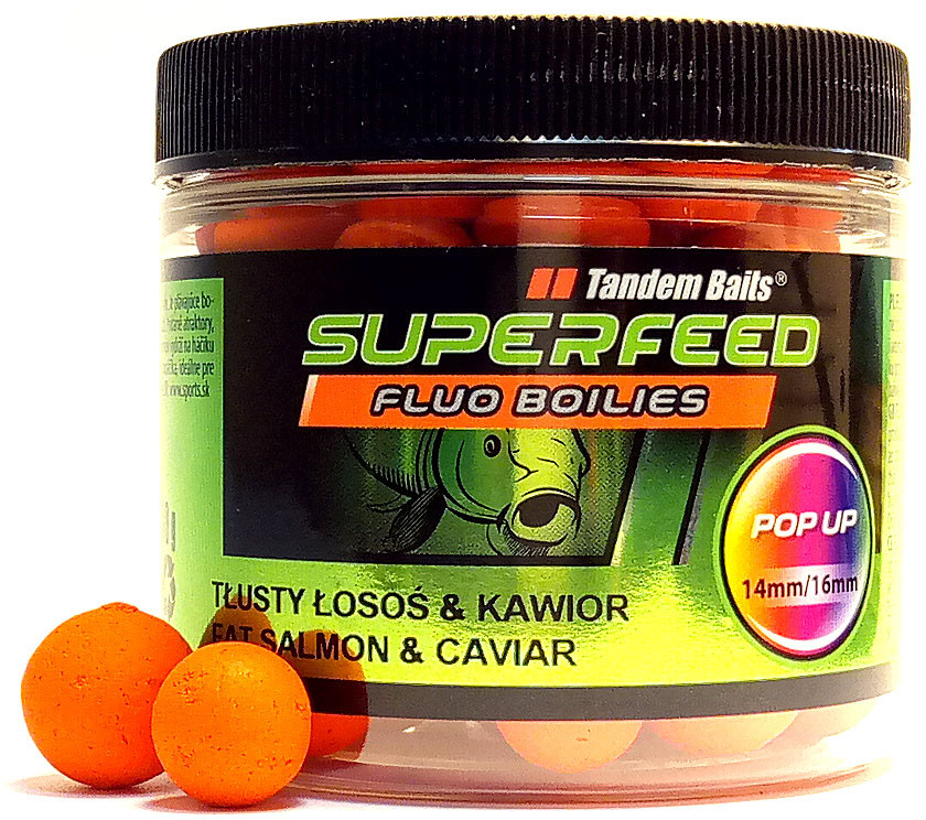Бойли Tandem Baits SF Fluo Pop-Up 14mm/16mm Mix 90g Fat Salmon & Caviar