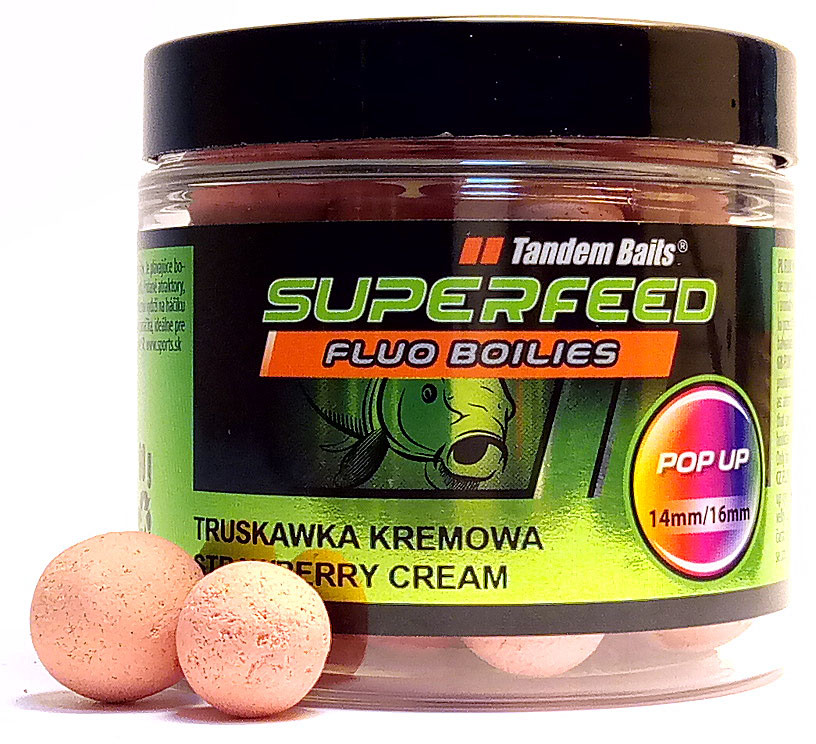 Бойлы Tandem Baits SF Fluo Pop-Up 14mm/16mm Mix 90g Strawberry Cream