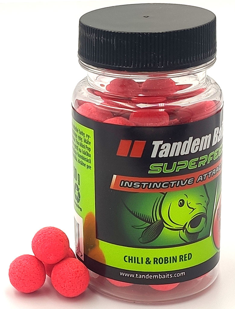 Бойлы Tandem Baits Fluo Pop-Up 12mm 30g Chili & Robin Red (Специи Робин Ред)