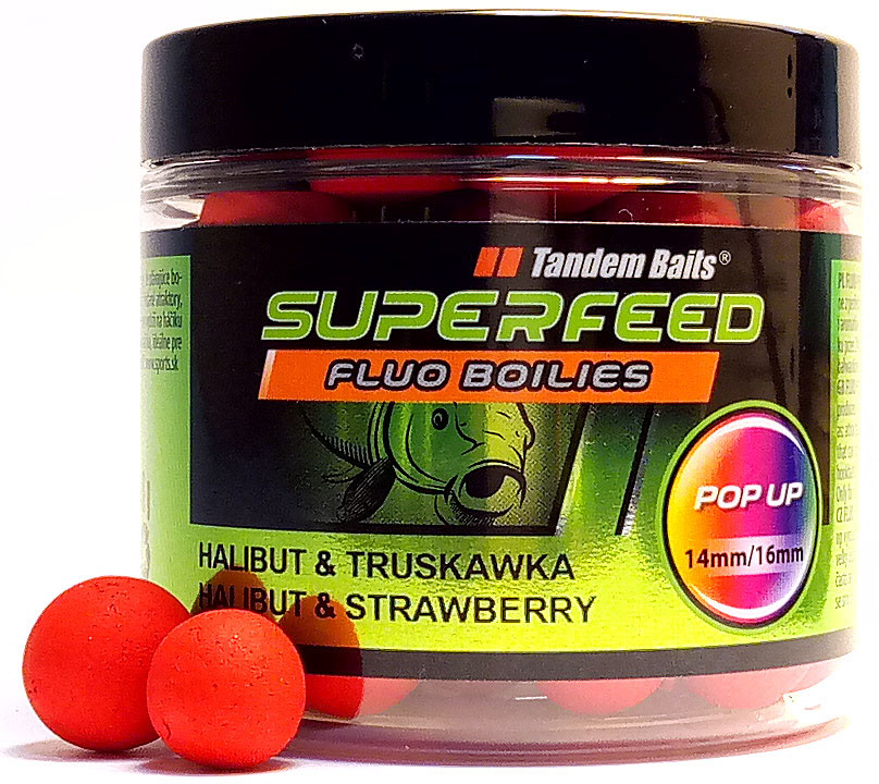 Бойли Tandem Baits SF Fluo Pop-Up 14mm/16mm Mix 90g Halibut & Strawberry