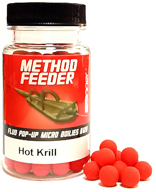 Бойли Winner Method Feeder Fluo Pop-Up Micro Boilies 8mm 35g Hot Krill