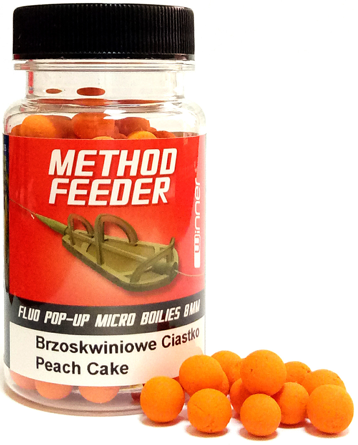 Бойлы Winner Method Feeder Fluo Pop-Up Micro Boilies 8mm 35g Peach Cake
