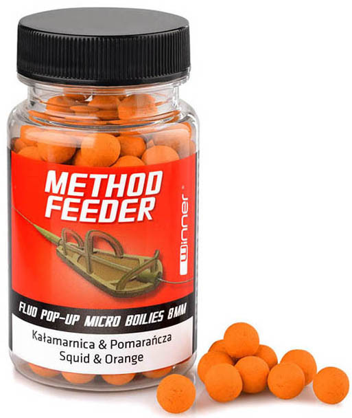 Бойлы Winner Method/Feeder Fluo Pop-Up Micro Boilies 8mm 35g Squid&Orange