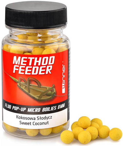 Бойлы Winner Method/Feeder Fluo Pop-Up Micro Boilies 8mm 35g Sweet Coconut