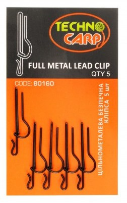 Клипса ТехноКарп Цельнометаллическая безопасная Full Metal Lead Clip 5шт.