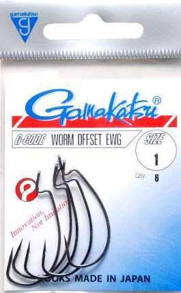 Крючки офсетные Gamakatsu Worm Offset EWG Black №02 6шт