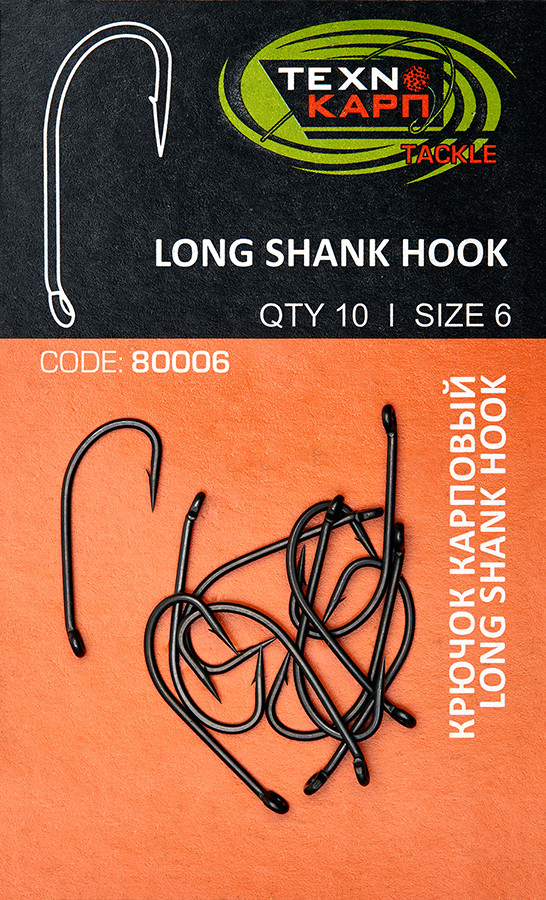 Крючок карповый Технокарп Long shank hook №6