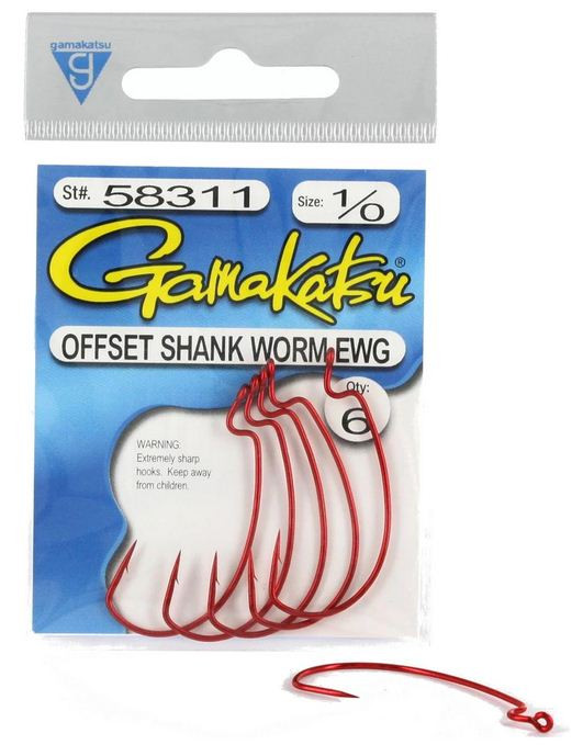 Крючок офсетный Gamakatsu Worm Offset EWG Red №3/0 4шт
