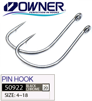 Крючок Owner 50922 Pin Hook №10 Black Chrome 10шт