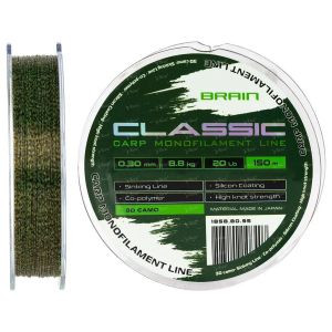 Леска Brain Classic Carp Line 3D camo 150m 0.30mm