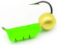 Мормышка вольфрамовая 441 Столбик с латунным шариком зеленый 1.5 0.4g