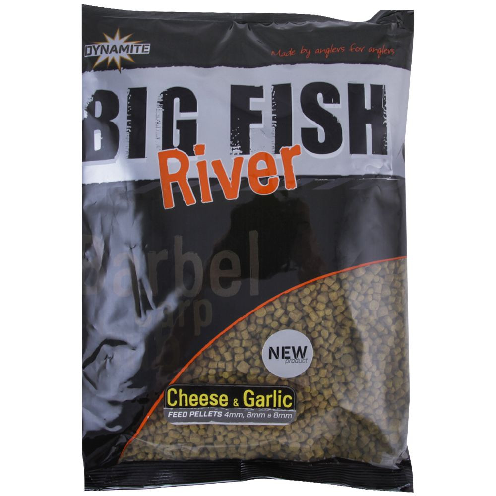 Пеллетс Dynamite Baits Big Fish River Pellets Cheese & Garlic (4, 6, 8mm) 1.8kg