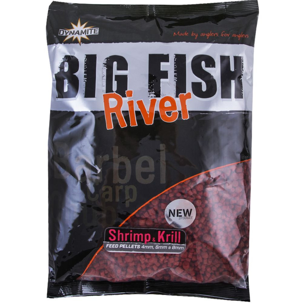 Пеллетс Dynamite Baits Big Fish River Pellets Shrimp & Krill (4, 6, 8mm) 1.8kg