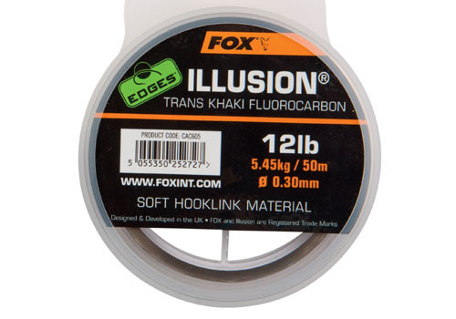 Поводковый материал Fox Edges Illusion soft hooklink x 50m 0.30mm 12lb 5.45kg trans khaki