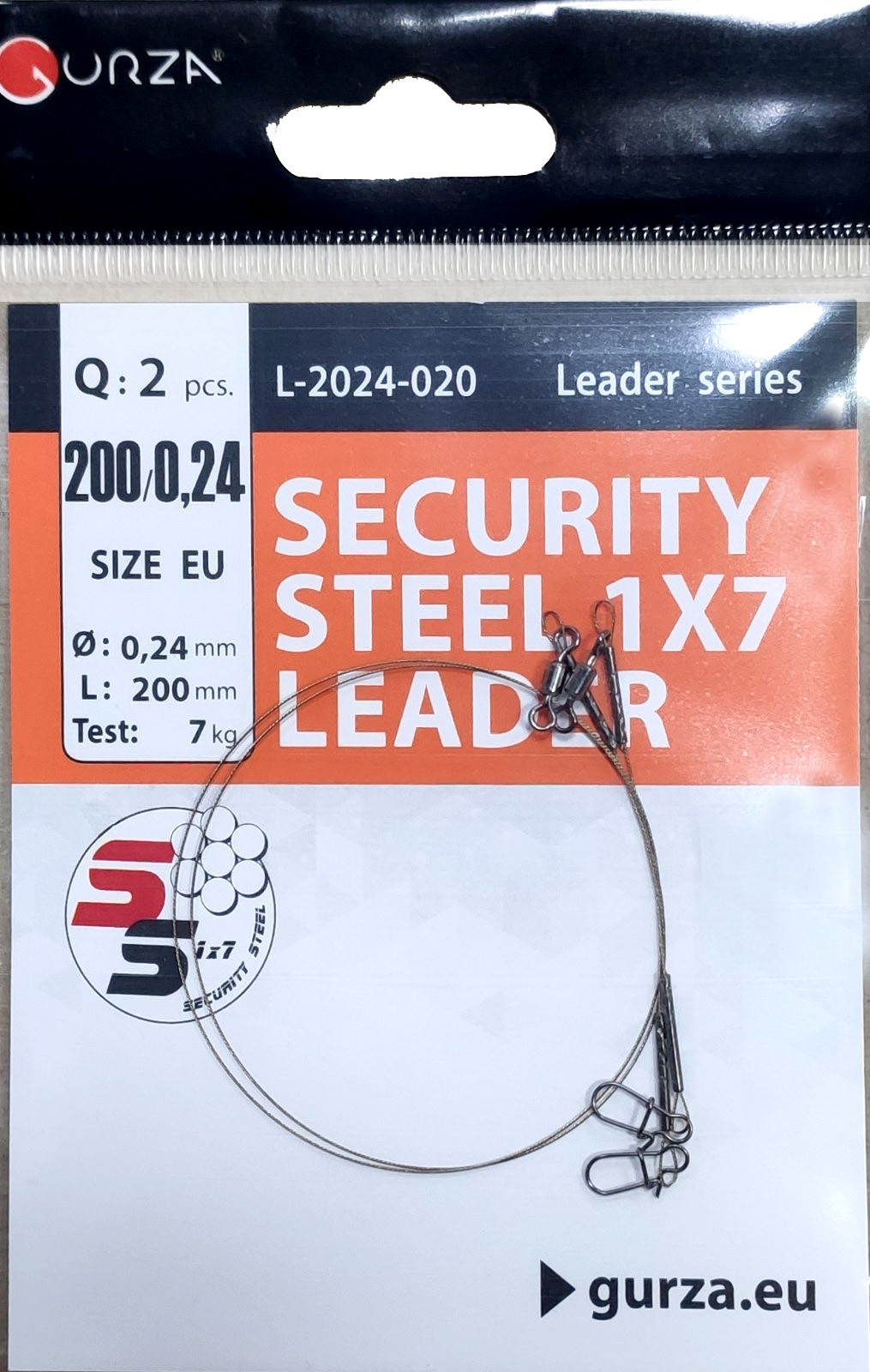 Повідець Gurza SECURITY STEEL 1x7 LEADER 2шт/уп 200мм/0.24 7kg