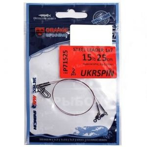 Поводок Ukrspin Orange Spinning 1*7 30см 18кг 2шт