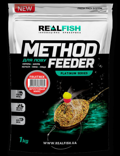 Прикормка Real Fish Premium Series Method Feeder FruitMix Фруктовый Микс 0.8kg
