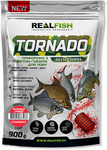 Підгодовування REAL FISH TORNADO Карп Полуниця-суниця-900g