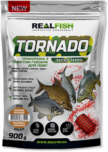 Підгодовування REAL FISH TORNADO Лещ ПРЯНИК-КОРИЦЯ 900g