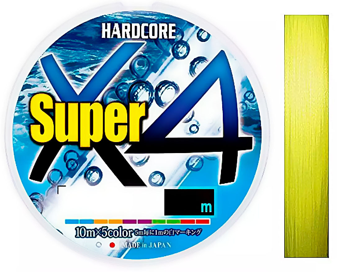 Шнур Duel Hardcore Super X4 150м Hi-Vis Yellow #0.8 6.4kg 0.15mm