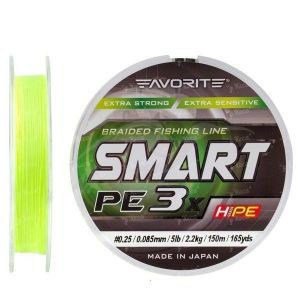 Шнур Favorite Smart PE 3x 150 m #0.15 Fluo yellow