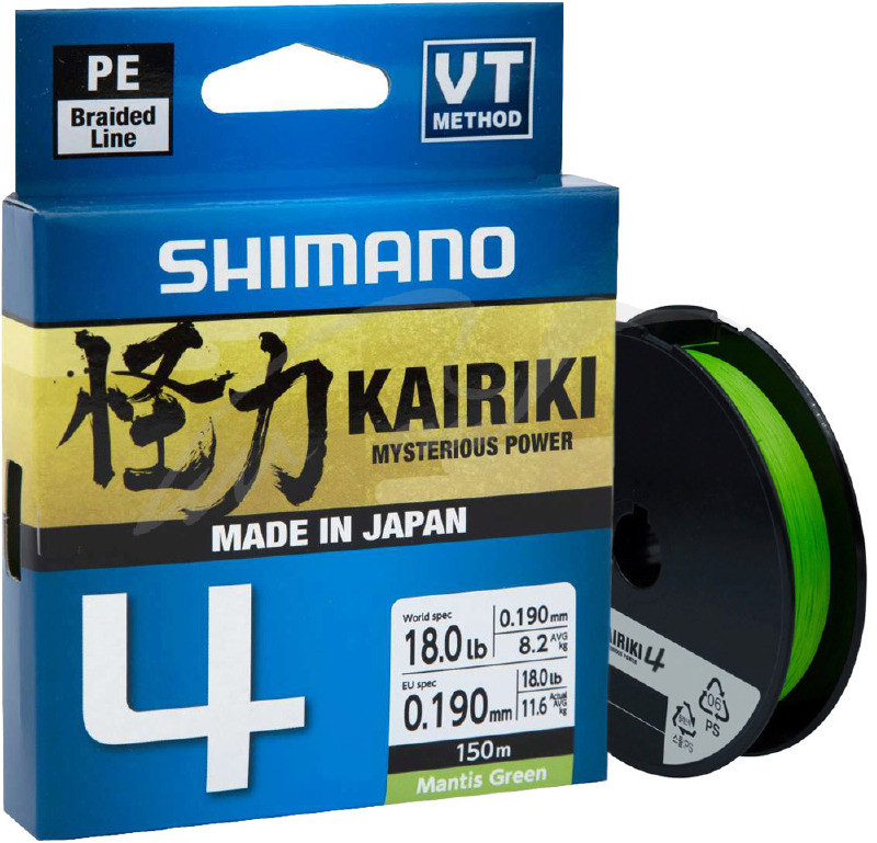 Шнур Shimano Kairiki 4 PE (Mantis Green) 150м 0.06мм 4.4kg