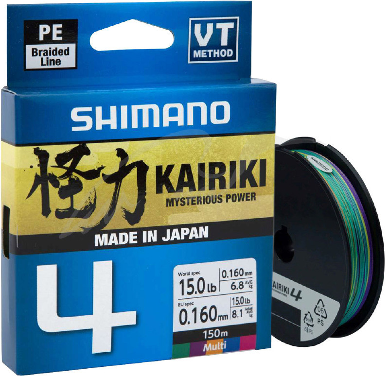 Шнур Shimano Kairiki 4 PE (Multi Colour) 150м 0.10мм 6.8kg