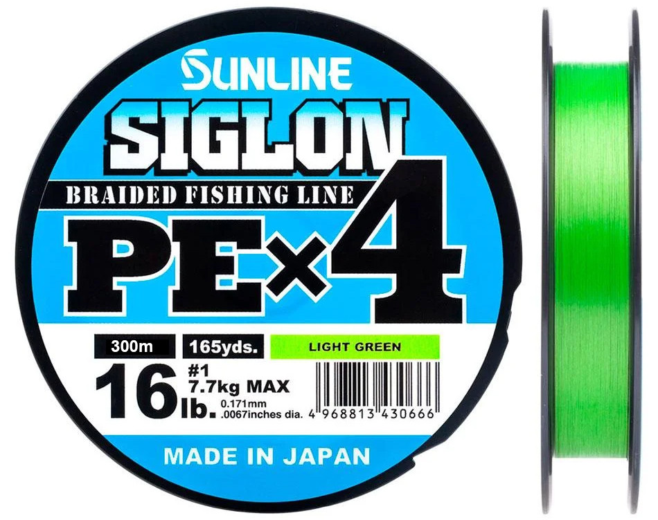 Шнур Sunline Siglon PE х4 300m (салат.) #1.0/0.171mm 16lb/7.7kg