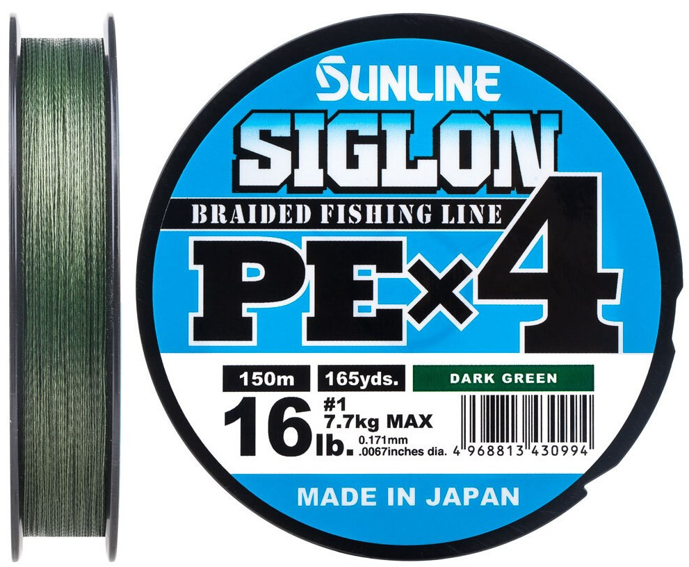 Шнур Sunline Siglon PE x4 150m (темн-зел.) #0.6/0.132mm 10lb/4.5kg