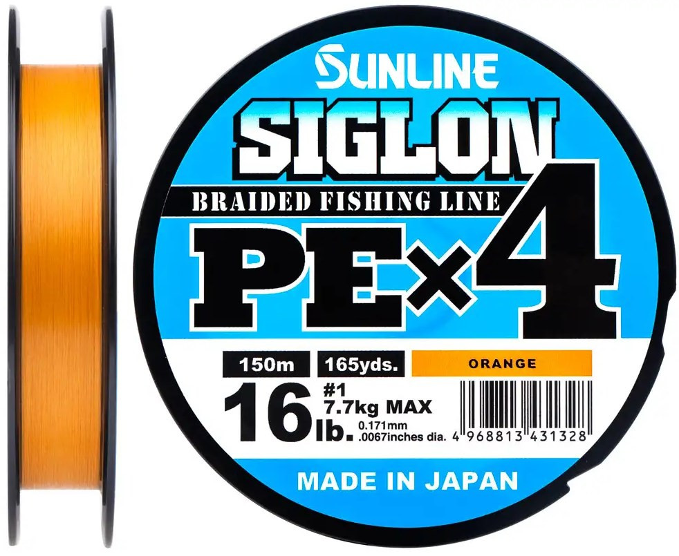 Шнур Sunline Siglon PE x4 300m (оранж.) #1.0/0.171mm 16lb/7.7kg