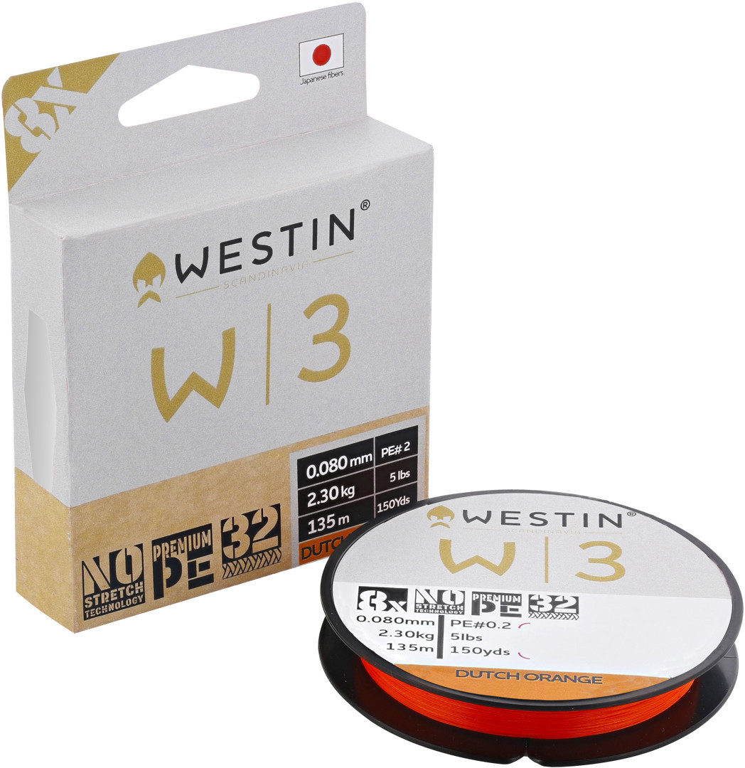 Шнур Westin W3 8 Braid Dutch Orange 135m PE 0.2/0.08mm 3kg 7Lbs