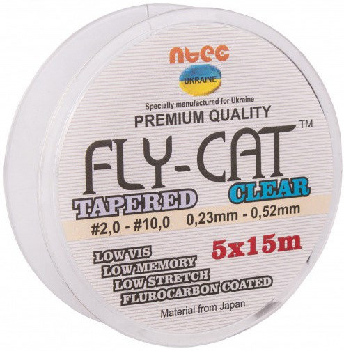 Шок Лидер конический Ntec FlyCat 0.23-0.50mm 5шт/уп