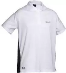 Футболка Daiwa Poloshirt бело-черная XL