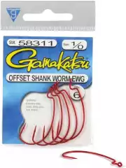 Крючок офсетный Gamakatsu Worm Offset EWG Red №2/0 5шт