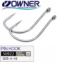 Крючок Owner 50922 Pin Hook №14 Black Chrome 12шт