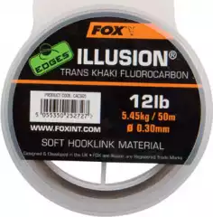 Поводковый материал Fox Illusion soft hooklink x 50m 0.35mm 16lb 7.27kg trans khaki