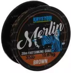 Поводковый материал Kryston Merlin Fast Sinking 20m 15lb Dark Silt