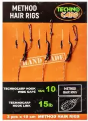 Поводок Технокарп Method Hair Rigs 15lb Wide Gape №10 3шт 80162