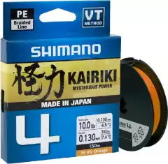 Шнур Shimano Kairiki 4 PE (Hi-Vis Orange) 150m 0.16mm 8.1kg